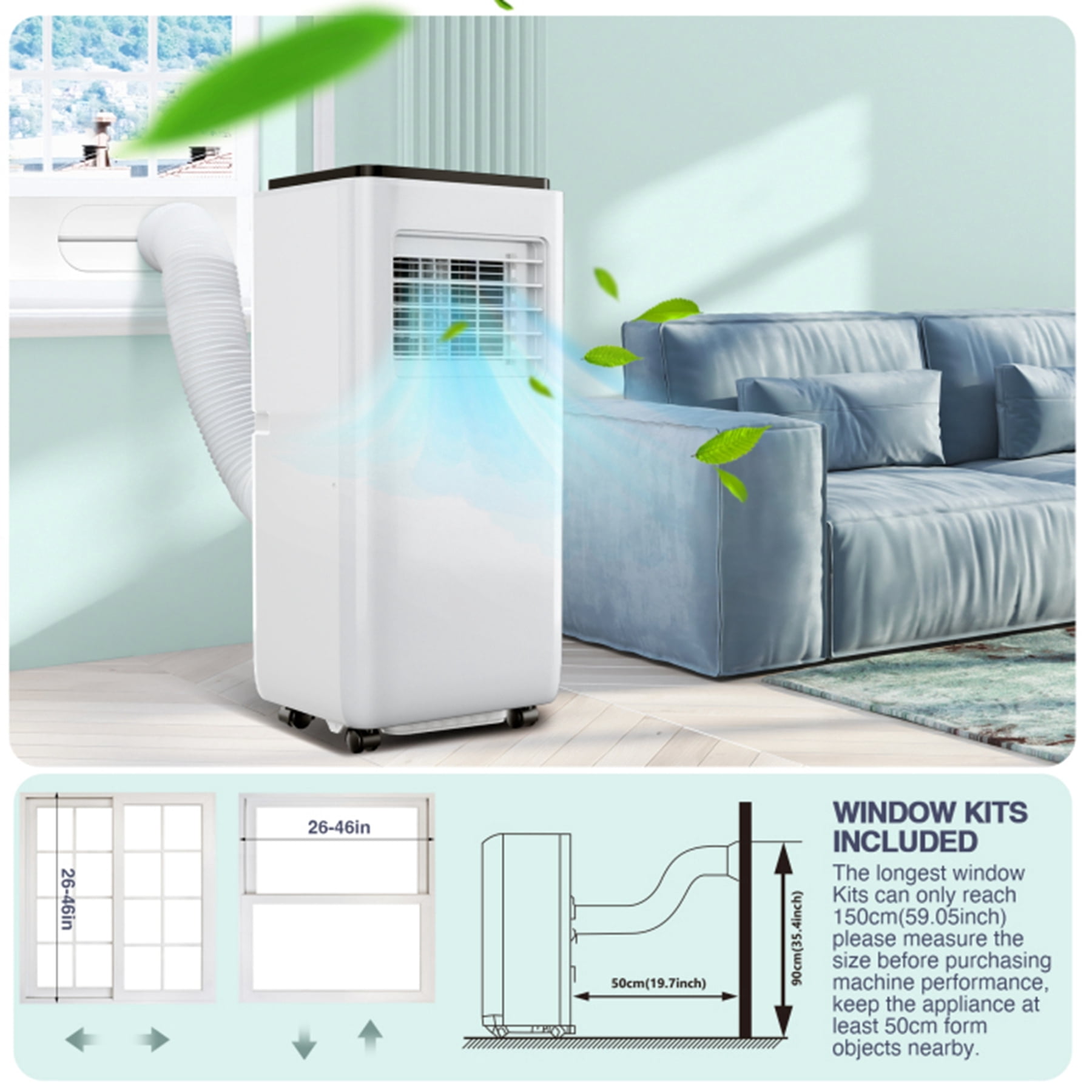 Aoile 10,000BTU ASHRAE Portable Air Conditioner 3-In-1 Quiet AC Unit Cools Rooms up to 450 Sq.Ft