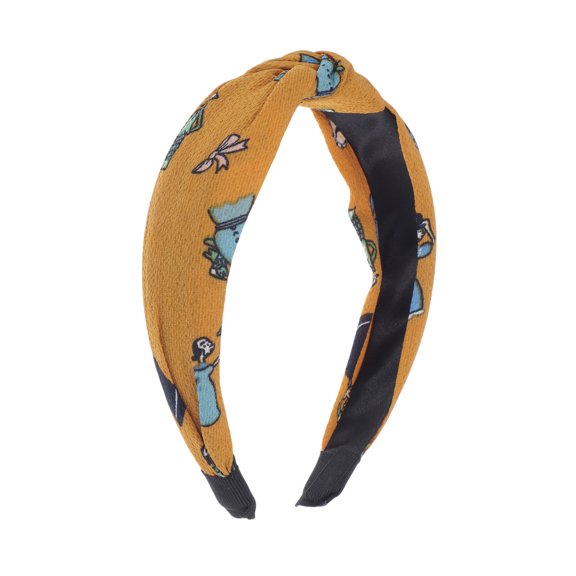Unique Bargains 1 Pc Grace Skirt Pattern Wide Cross Knot Headbands for Women Yellow