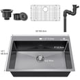 thumbnail image 5 of Dextrus 33-Inch Top-Mount/Drop-In Kitchen Sink,Stainless Steel in Gunmetal Black with Accessories for Workstations, Prep Kitchens, and Bars, 5 of 5