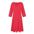thumbnail image 4 of Elegant Women's 3/4 Sleeve A-Line Midi Dress with Keyhole Neckline Perfect for Casual or Formal Occasions, 4 of 5
