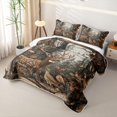 thumbnail image 3 of Castle Fairy Rustic Woodland Spotted Deer Twin Quilt Set for Teens,Natural Forest Bird Twin Coverlet Set,Brown Green, 3 of 7