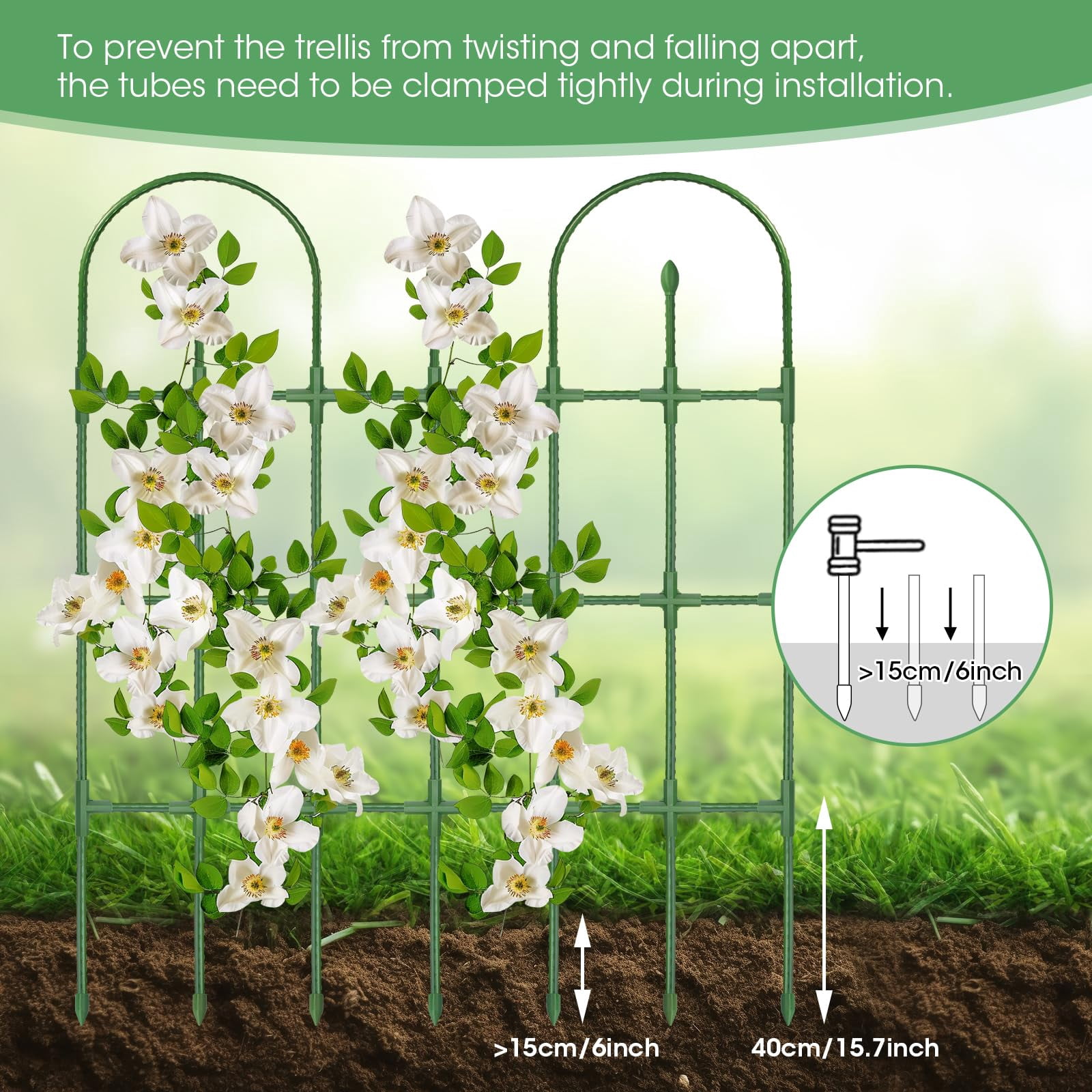 MQ Trellis for Climbing Plants Outdoor, 47.2" H*35.4" W Rustproof Sturdy Garden Arch Trellis for Potted Climbing Cucumber Tomato Rose Vegetable Flower Plant Trellises