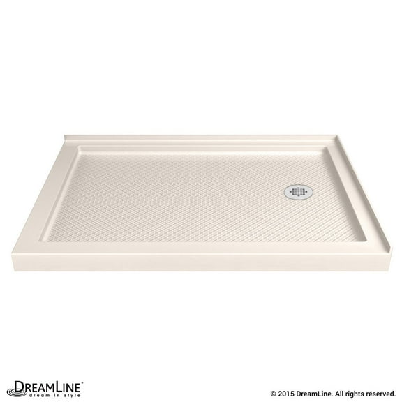 DreamLine SlimLine 36 in. D x 54 in. W x 2 3/4 in. H Right Drain Double Threshold Shower Base in Biscuit DLT-1036542-22