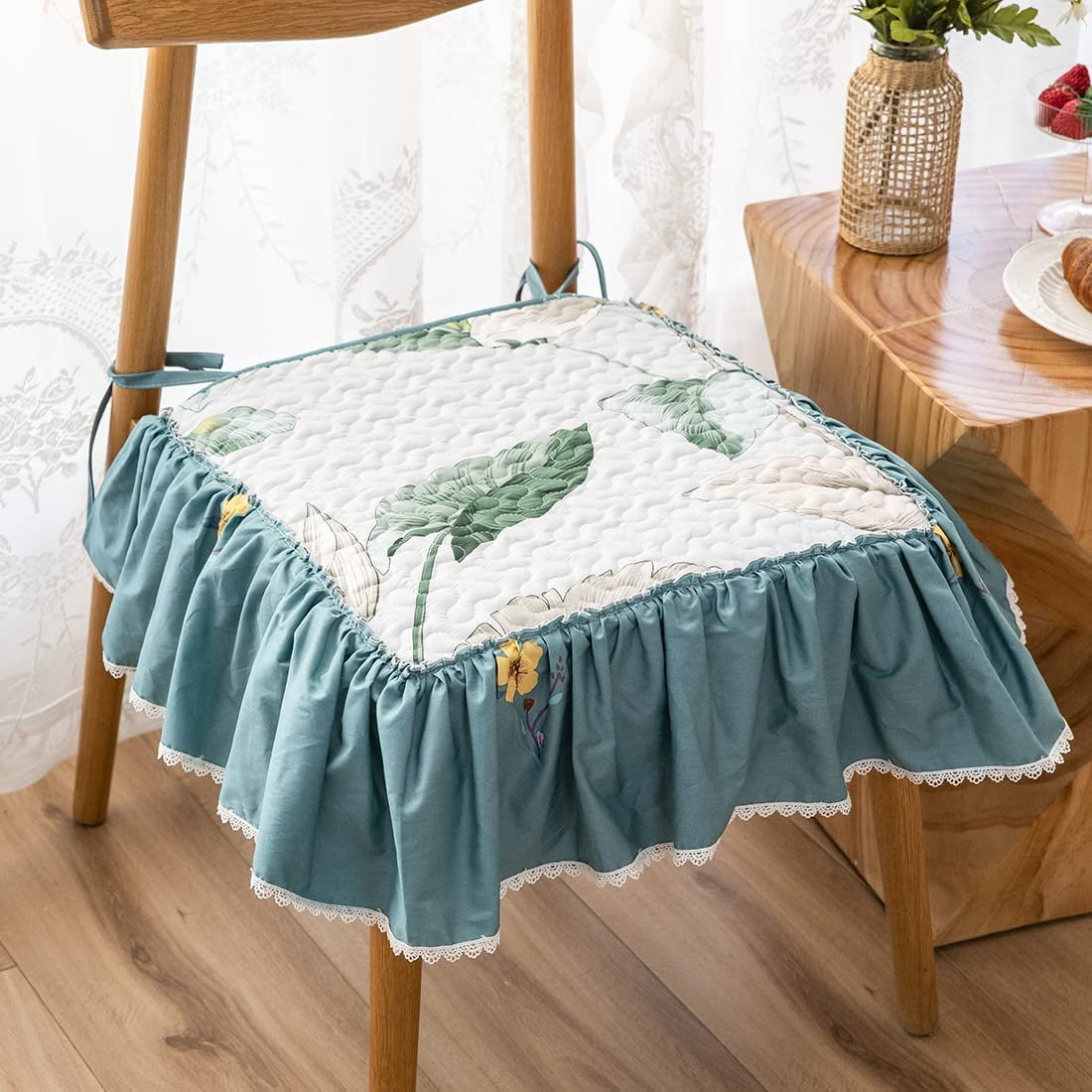Large kitchen chair cushions with ties sale