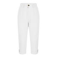 thumbnail image 4 of vigerkar Women's Casual Work Capris Pants High Waisted Business Dressy Pants Tapered Leg Trousers with Pockets White, S, 4 of 8