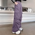 thumbnail image 7 of 9-10 Years Juniors Girls' Baggy Trousers Cargo With Elastic Band Casual Trousers Girls' Casual Jogging Bottoms Cargo Trousers Sweatpants Joggers Pants Fall and Winter Purple Girl Pants, 7 of 7