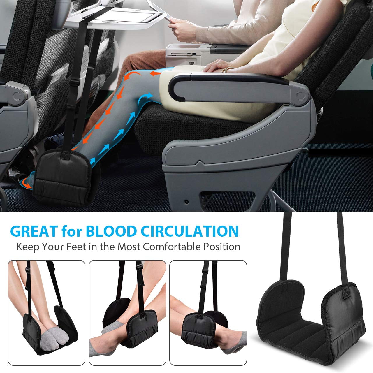 Airplane Footrest Airplane Travel Accessories Foot Hammock for Desk Foot Sling Angemay Office Footrest Adjustable 
