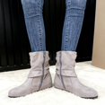 thumbnail image 4 of Joykidd Women's Suede Slouch Mid‑Calf Boots Flat Low Heel Side Zipper Buckle Strap Boots for Fall‑Winter Casual Daily Outings, 4 of 7