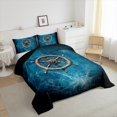 thumbnail image 3 of Nautical Rudder Comforter Set Twin Size 2 Pcs,Navigation Ocean Adventure Theme Psychedelic Bedding Set,Spider Web Mystic Trippy Teal Black Quilt Set for Child Bedroom,1 Pillowcase, 3 of 6