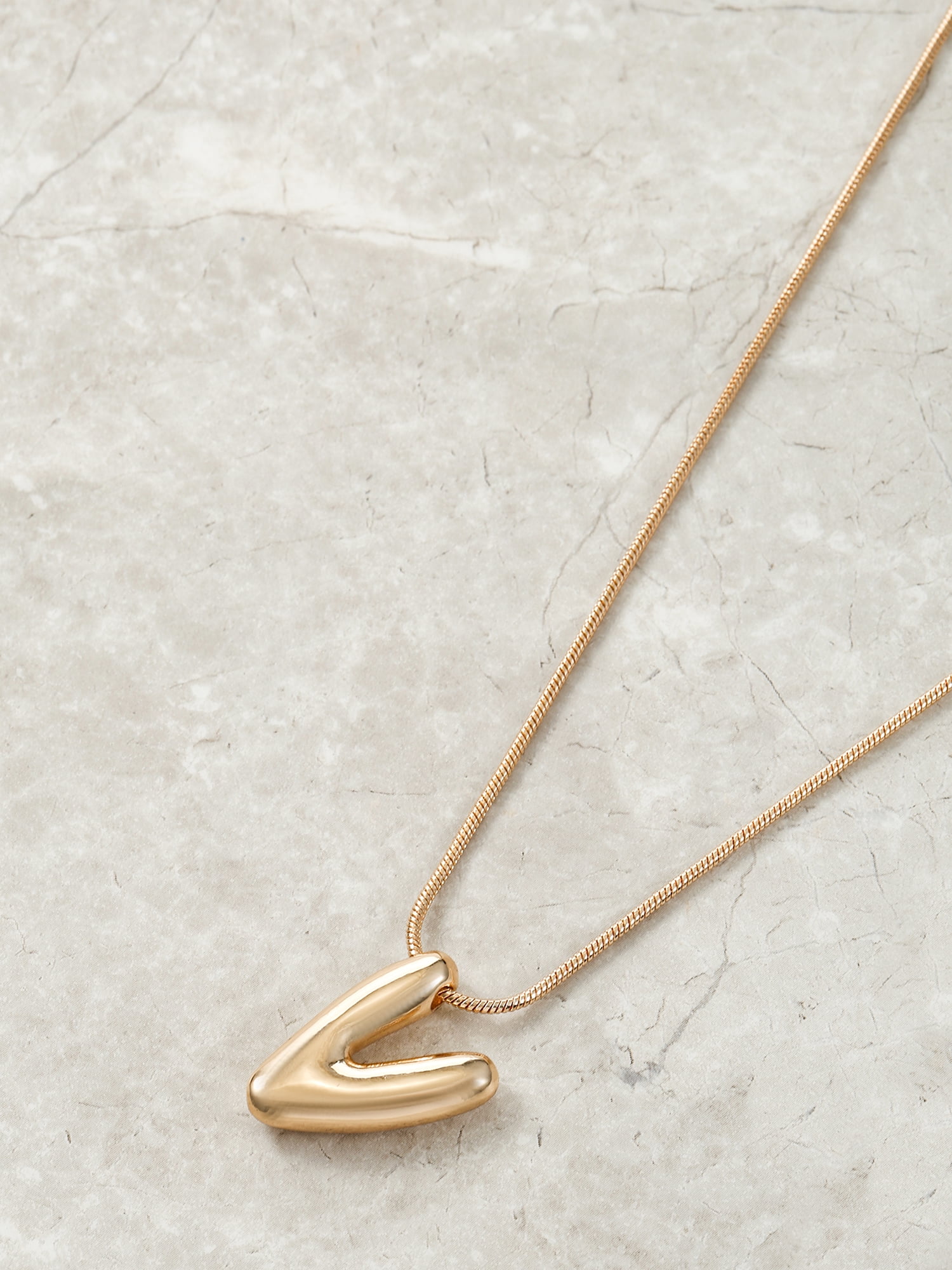No Boundaries Goldtone Initial Bubble Letter Necklace, 1 Piece, Letter V