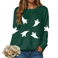 thumbnail image 6 of TTUHYWXI Halloween Boo Sweatshirts Women Ghost Sequin Pullover Tops Funny Spooky Season Long Sleeve Shirt Casual Sparkle Top (Green, M), 6 of 9