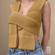 thumbnail image 3 of Chaleco de punto con tirantes cruzados y lazo para primavera y verano para mujer, top corto sexy, ropa DIY marrón, 3 of 7
