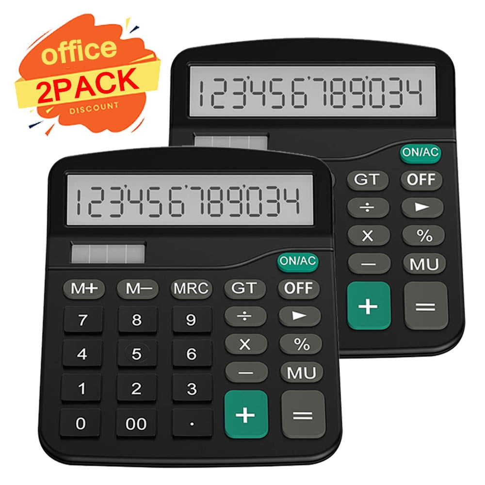 Desk Calculators Large Display 2 Pack,Solar Calculator, Basic
