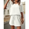 thumbnail image 3 of EASYBRAUS Women Batwing Sleeve Top and Shorts Set Summer 2025 Casual Two Piece Outfit S-XXL, 3 of 6