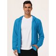 thumbnail image 3 of Sudadera con capucha para hombre, con cremallera completa, manga larga, ligera, sólida, deportiva, con capucha Azul claro M Unique Bargains Sudadera, 3 of 6