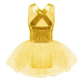 thumbnail image 2 of Fldy Girls Sequins Camisole Gymnastic Ballet Tutu Dress Princess Costume Ballroom Dancewear Gold 8, 2 of 4