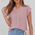 thumbnail image 4 of Womens Dressy Casual Tops Ruffle Petal Short Sleeve V Neck Shirts Elegant Summer Business Work Tunic Blouses, 4 of 7