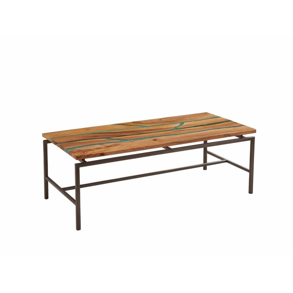 Tamra Natural Wood with Emerald Green Inlay Cocktail Table