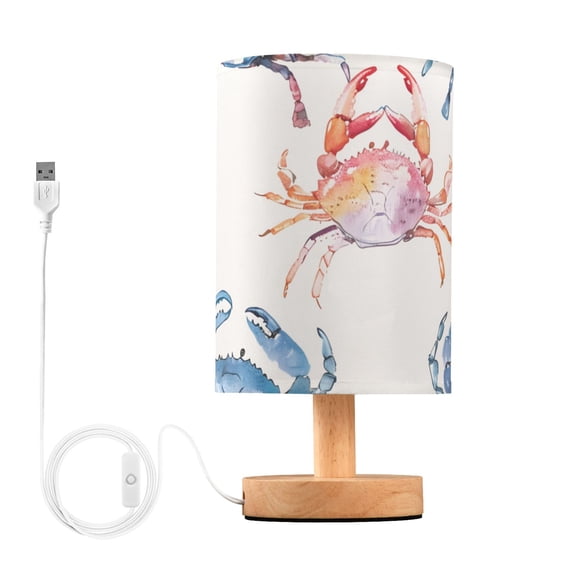 Many Crabs Table Lamp for Desk Nightstand Lamp with USB Modern Gifts for Bedroom Living Room Kids Room