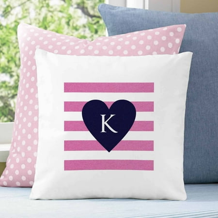 Personalized Stripe Heart Throw Pillow, Monogram - Walmart.com