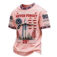 thumbnail image 2 of Never Forget 911 Patriotic Tee for Men with 25th Anniversary Print and Cotton Fabric Featuring 9/11 Memorial Shirts for Remembrance Ceremonies Church Services Community Events Pink XL, 2 of 4