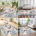 Abstract Stripes Area Rugs 3x5ft Brown Blue Gradient Wavy Lines Leaf ...