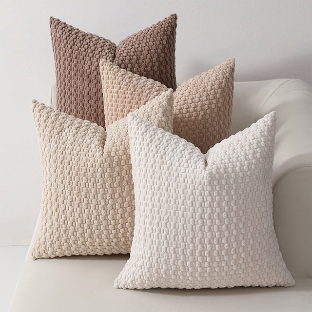 Juego de 4 Fundas de Almohada de Tejido Suave, Tamaño Estándar | Fundas Transpirables y Suaves para La Piel | Fundas Decorativas | Color Caqui | 40 X 40 Cm | Paquete de 4