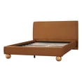 thumbnail image 3 of Christopher Knight Home Queen Velvet Upholstered Bed Frame with Thick Headboard, Brown, 3 of 11