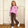 thumbnail image 3 of Lmnyox Cute Outfits for Girls 2 Pieces Bow Knot Pullover and Bell Bottom Pants Casual Clothing Sets, 3 of 8