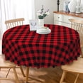 thumbnail image 5 of Christmas Red Buffalo Check Round Tablecloth,60 Inch,Washable Stain Resistant Table Cover for Holiday Party, 5 of 6