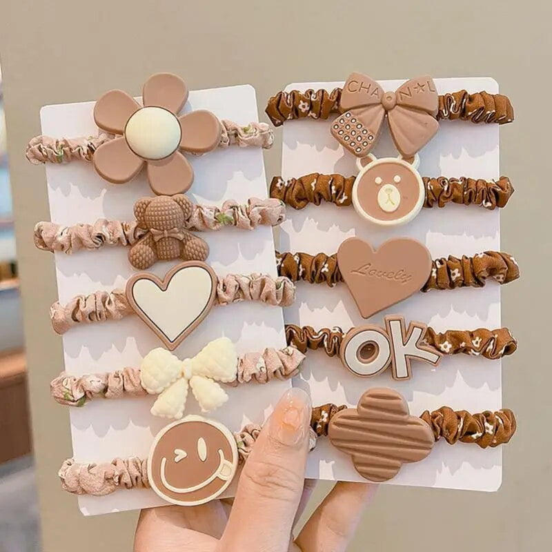 10 PCS Women's Hair Ring Set Hair Accessories High Elasticity Leather Band Simple Temperament High Ponytail Durability New Style