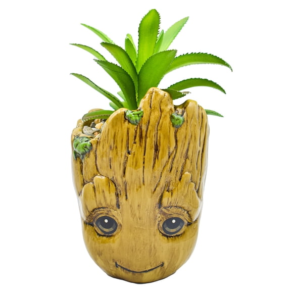 Maceta Decorativa Cerámica con Planta Artificial, Diseño Groot en 3D, Maceta Decorativa para Hogar, Escuela u Oficina