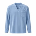 thumbnail image 3 of Ceisia Men's Loose V-Neck Corduroy Long Sleeve Casual Top with Chest Pocket Sky Blue S Gifts, 3 of 6