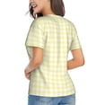 thumbnail image 3 of Fuzoiu Lemon Yellow Checkboard Print Women's Classic V-Neck T-Shirt, Short Sleeve V Neck Tees for Casual Everyday Wear,Casual Fit Tee,Summer Fashion Tops-3X-Large, 3 of 5