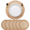 thumbnail image 1 of Ensemble de 6 Sets de Table Boho - Sets de Table Tissés à la Main en Jacinthe d'Eau, Sets de Table Ronds pour Table à Manger Cuisine 13 Pouces, 1 of 6