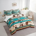 thumbnail image 3 of Manfei Rustic Western Aztec 7-Piece Twin Bedding Sets,Country Farmhouse Lodge Bedding Comforter Set,Cyan Brown Sheet Sets For Men Women,Breathable Home Decor Reversible, 3 of 8