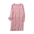thumbnail image 2 of Naittoop Women Long Sleeve Soft Sleepshirts Crewneck Comfort Nightdress Mid Length Sleepwear Solid Cozy Nightgowns, 2 of 5