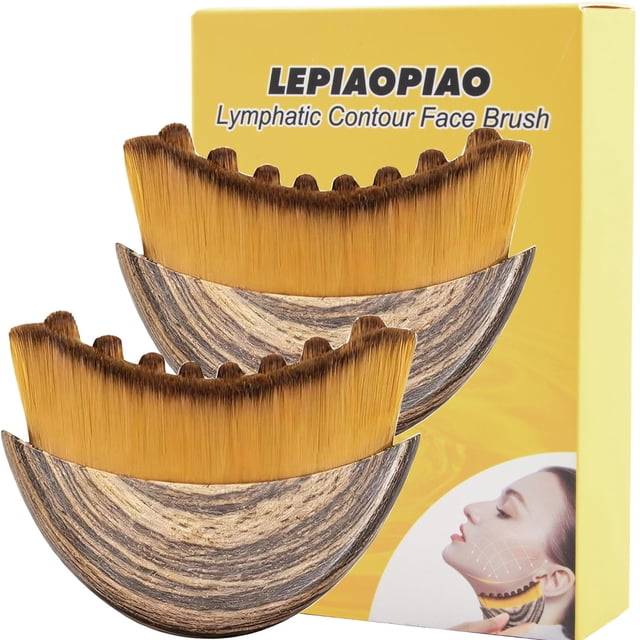 Set de 2 brochas faciales LEPIAOPIAO para contorno y drenaje linfático