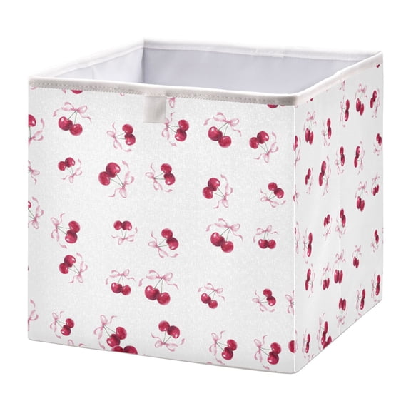 Foldable Fabric Storage Bin Home Cubes Clothing Organizer Bins Large Collapsible Box Basket for Home Organizer Watercolor Cherries Pattern