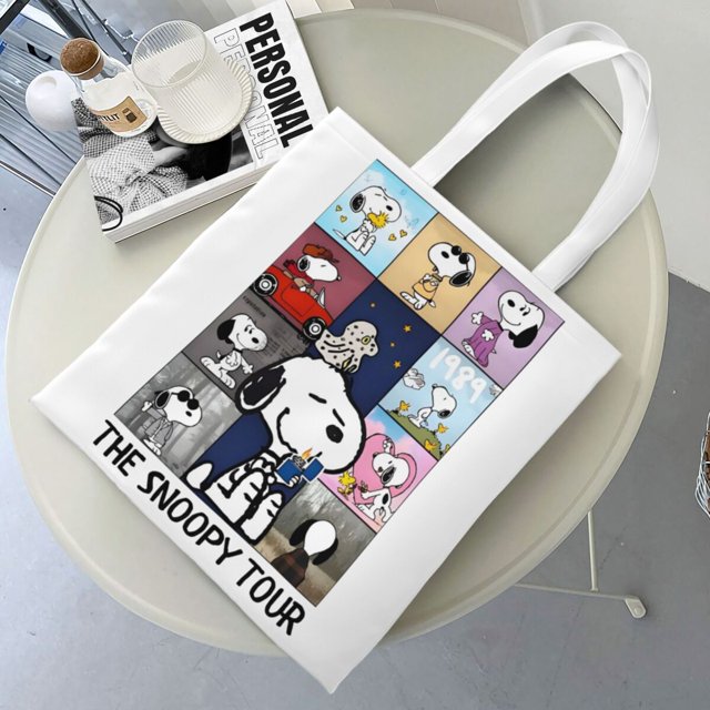 Bolsos de mano de Snoopy y Charlie Brown para mujer, bolso de hombro plegable con estampado de cómics de Peanuts para estudiantes, bolso de compras