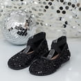 thumbnail image 5 of Miluxas Ballet Flats Shoes for Women with Rhinestone Knit Flat Shoes Sparkly Embellished Elastic Strap Comfortable Wedding Dressy Black 6.5(38), 5 of 9