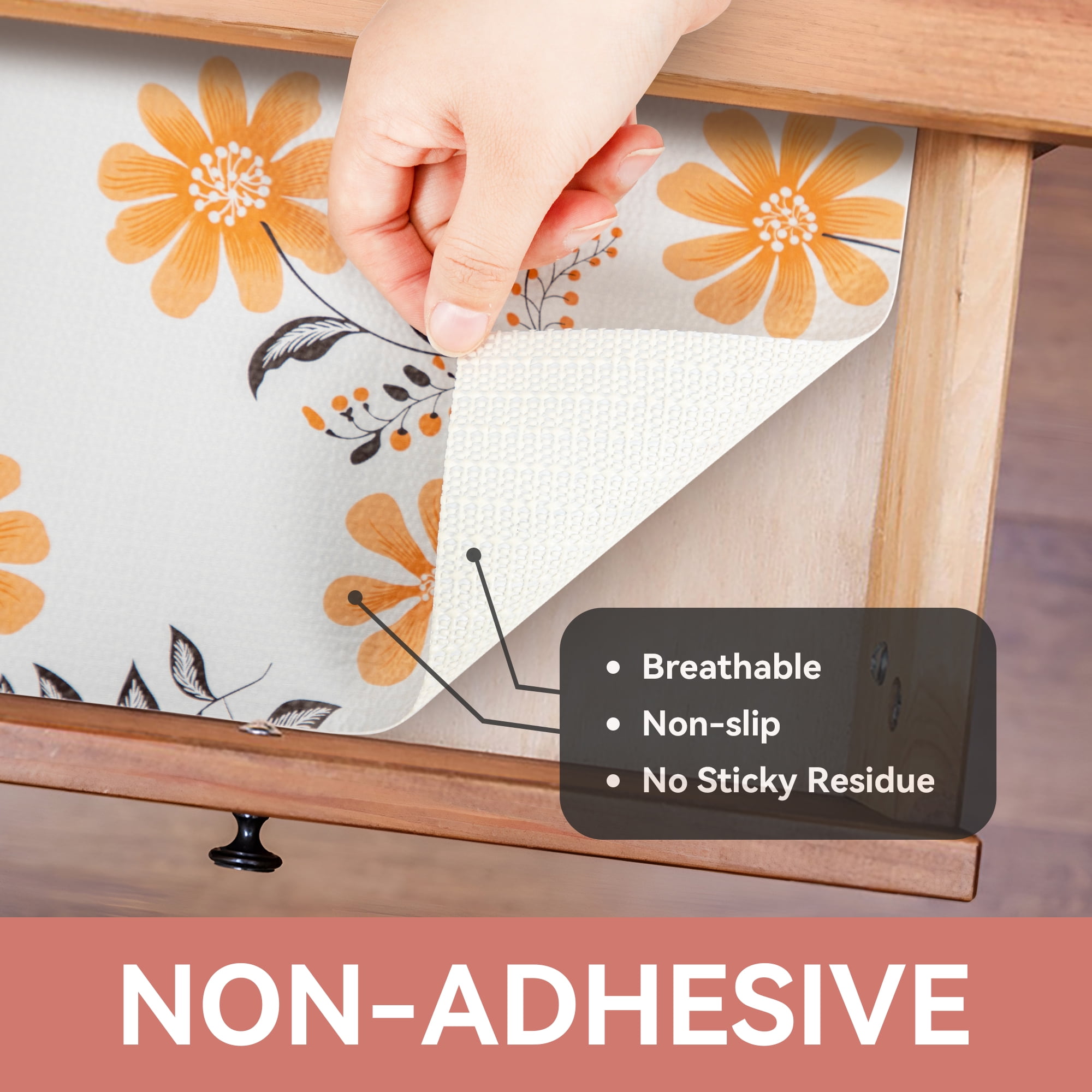 RAY STAR Shelf Cabinet Liner, 18inx8FT Drawer Liners Non-Adhesive Non Slip Shelving Liner for Kitchen Cabinets