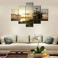 thumbnail image 2 of TISHIRON 5PCS Framed Canvas Wall Art Set,60"x40" Sunrise Sailboat Seascape Canvas Art Decor, 2 of 7