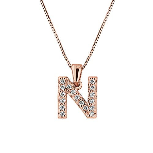 14K Rose Gold Letter N Diamond Initial 