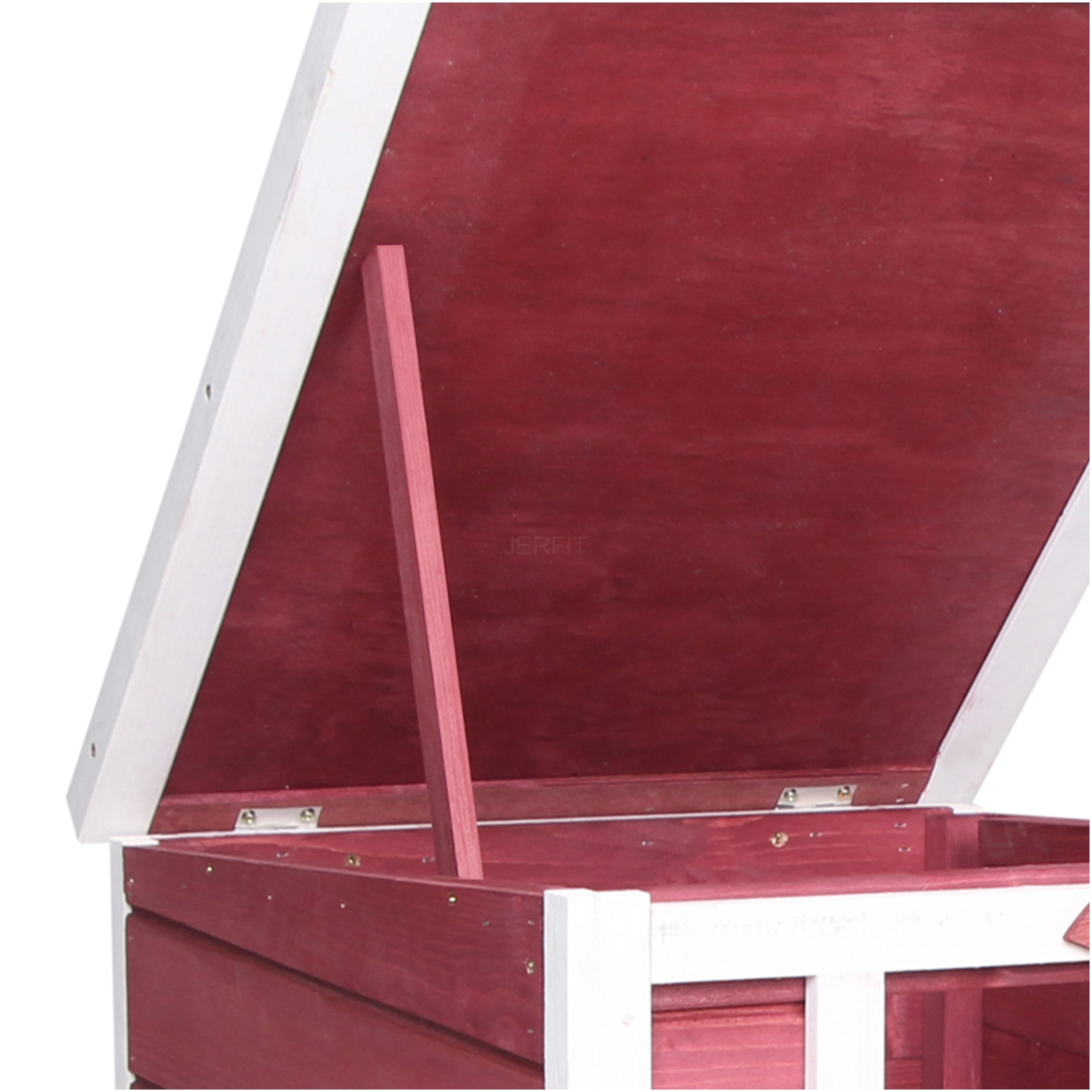 JERFIT Outdoor Rabbit Hutch with Waterproof Asphalt Roof, Small Animal Cage Wooden House with Ramp for Rabbits, Guinea Pigs, Ducks, Pets