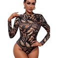 thumbnail image 3 of Women's Basic Solid Turtleneck Long Sleeve Bodysuits Jumpsuits Stretchy Romper, 3 of 6