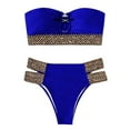 thumbnail image 1 of 2Pcs/Set Ring Connection Off Shoulder Bikini Set Bandeau Bra High Waist Briefs Swimwear Beachwear, 1 of 10