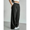 thumbnail image 3 of IWEMEK Black Pants for Women Striped Loose Straight Leg Pants Semi Formal Office Long Trousers with Pockets Size M, 3 of 7