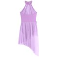 thumbnail image 4 of Lejafay Women Lyrical Dance Dress Irregular Flowy Tulle Skirt Leotard Contemporary Dance Costume Light Purple M, 4 of 7