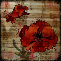 Marmont Hill "Dark Red Poppies" by Vicki Butler Painting Print on Natural Pine Wood